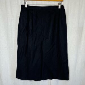 Pendleton VINTAGE Black Wool‎ Midi Skirt Plus Size 16 Side Zip Below the Knee